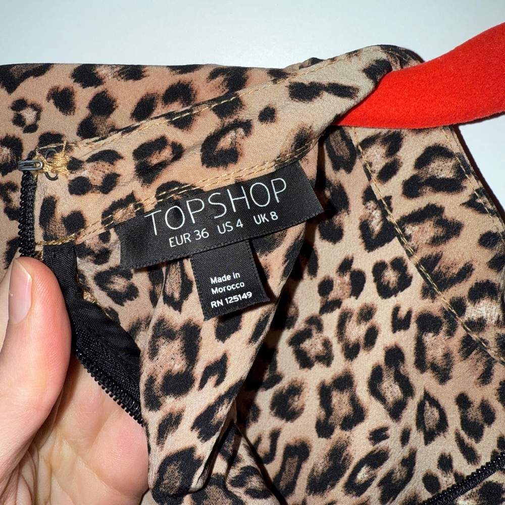 Leopard Print Long Sleeve Mini Dress with Ruffles - Picture 2 of 7